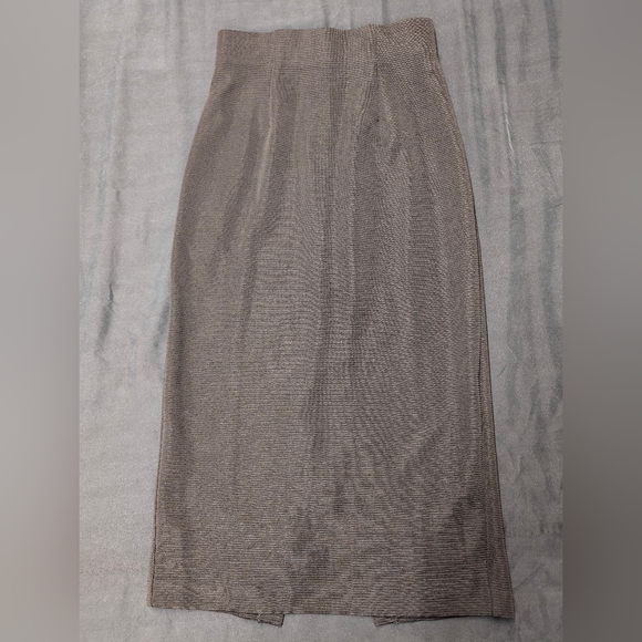 Vintage 90s THE ICING faux fur collar and cuffs two-piece suit pencil skirt sz 4 - Picture 8 of 14